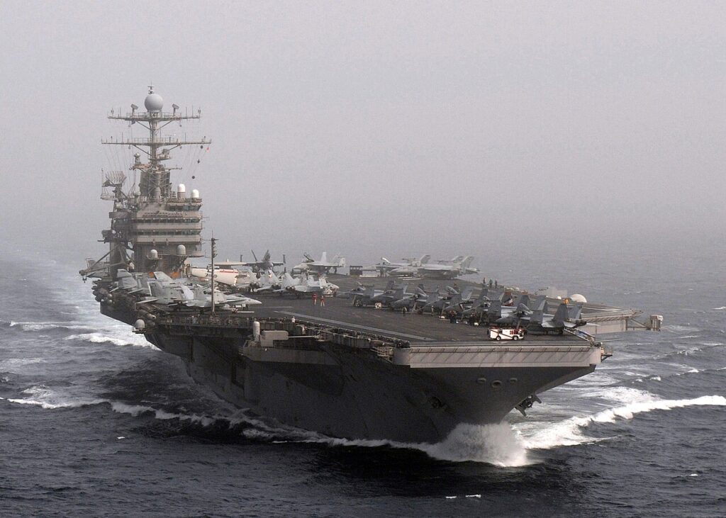 US Navy aircraft carrier sailing in the Arabian Sea as Iran's Khamenei warns US forces will leave the region