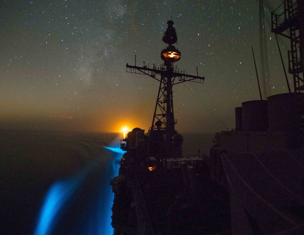 US Navy guided-missile cruiser USS Princeton sailing through the Strait of Hormuz (file photo)